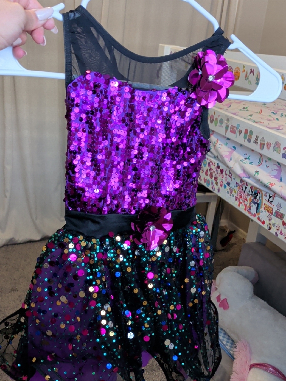 Weissman Purple Sequin Dance Costume with Multicolor Accents